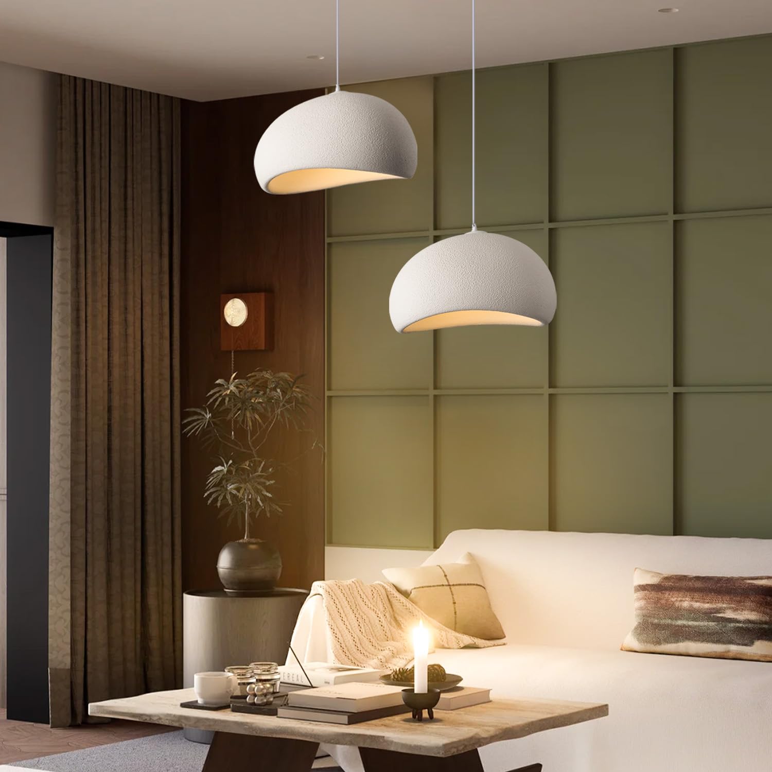 Oliterlux 23.6in Wabi Sabi Pendant Lights White Modern Japandi